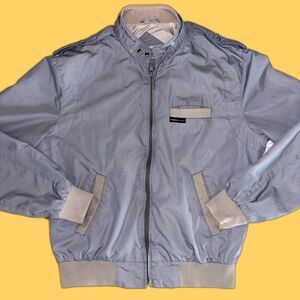 Vintage Members Only Jacket Mens Sz 40 Gray Bomber Full Zip Lightweight Retro